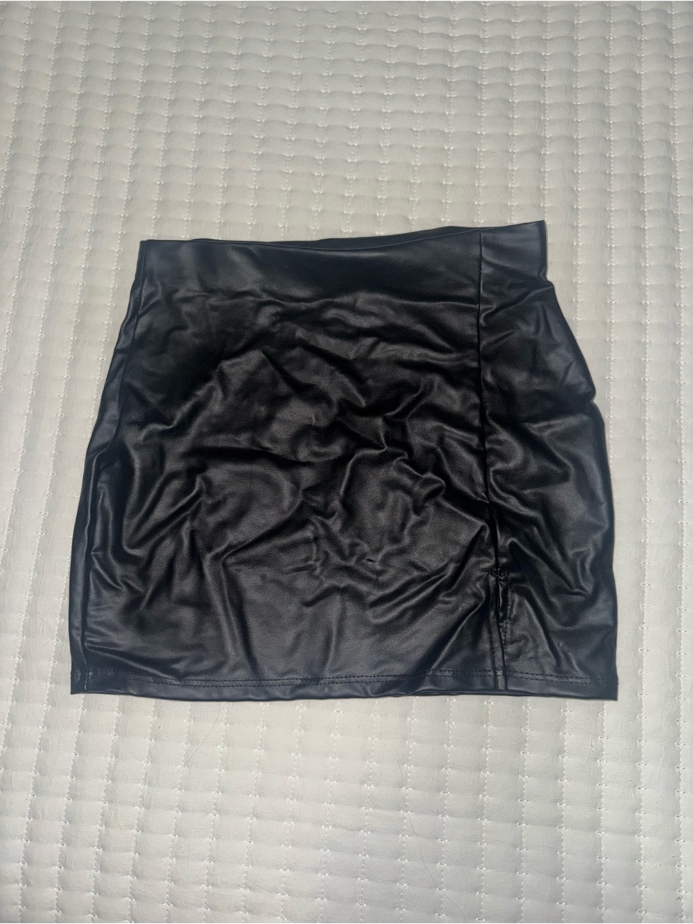 Sleek Black Faux Leather Mini Skirt